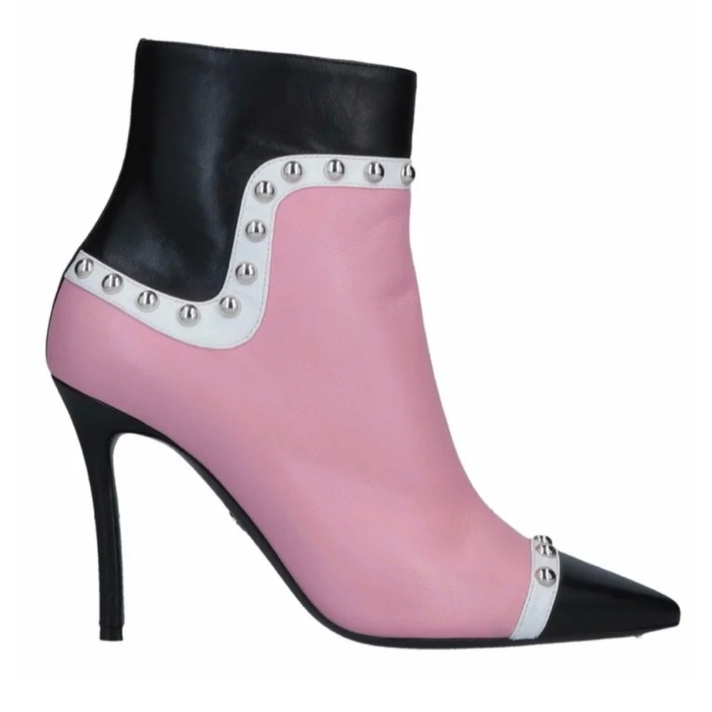 DSQUARED2 Pink, Black and White Studded Ankle Boot